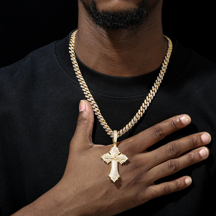 S925 Moissanite Diamond Multi Layered Royal Cross Pendant - Different Drips