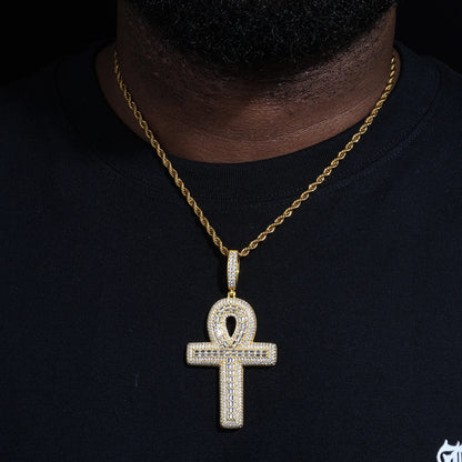 S925 Baguette Moissanite Ankh Pendant - Different Drips