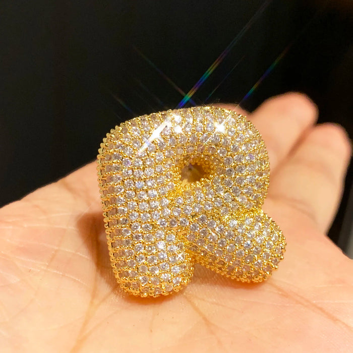 Bubble Font Custom Letter Ring - Different Drips