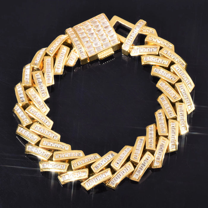 10mm Baguette Prong Cuban Link Bracelet - Different Drips