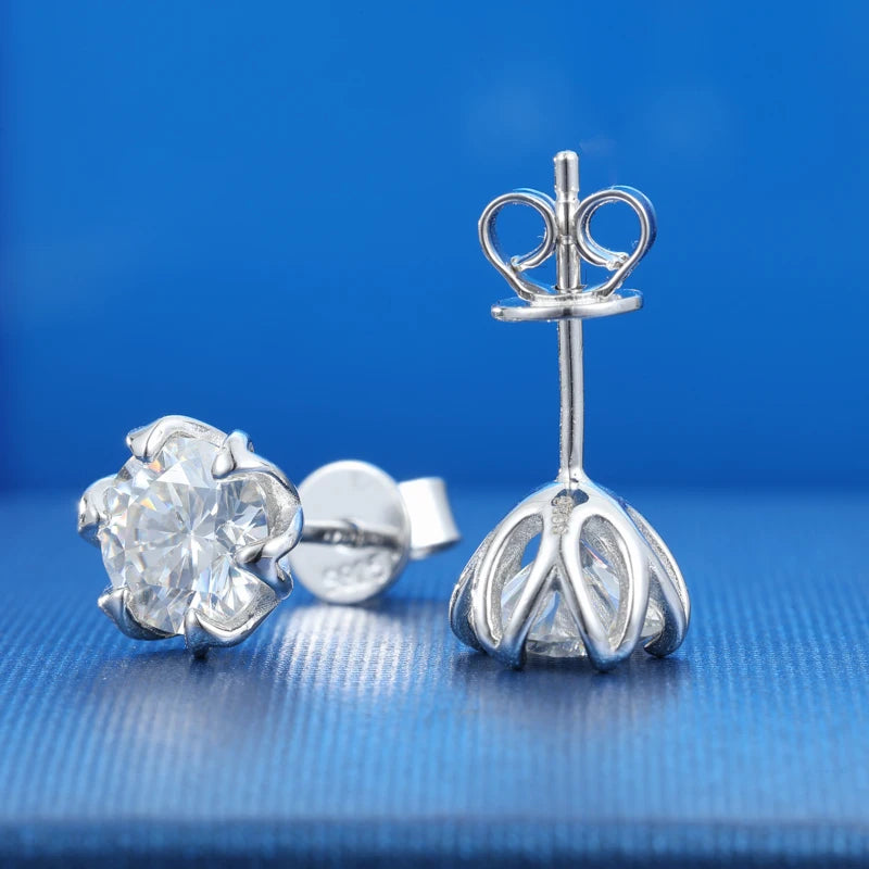 S925 Moissanite Round Flower Stud Earrings - Different Drips