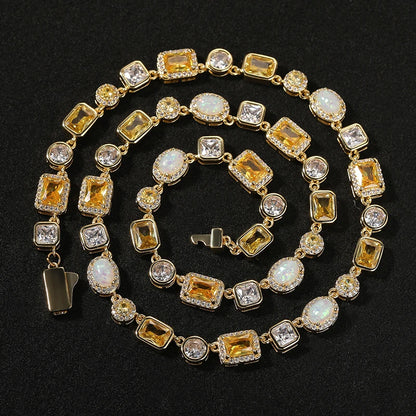 8mm Citrine Yellow Opal Mixed Stone Tennis Chain - Different Drips