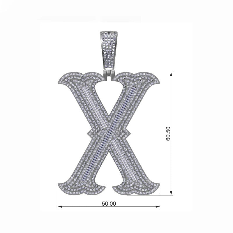 S925 Moissanite Baguette Custom Letter Pendant - Different Drips