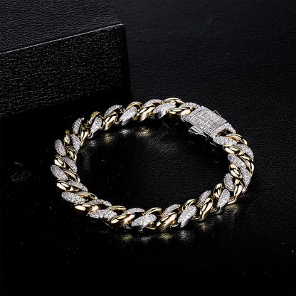 9-14mm Two-Tone Cuban Link Bracelet - Different Drips