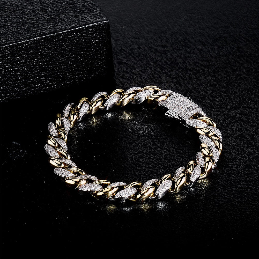 9-14mm Two-Tone Cuban Link Bracelet - Different Drips