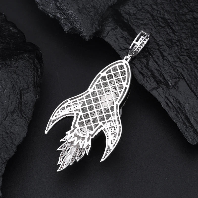 S925 Moissanite Rocket Ship Pendant - Different Drips
