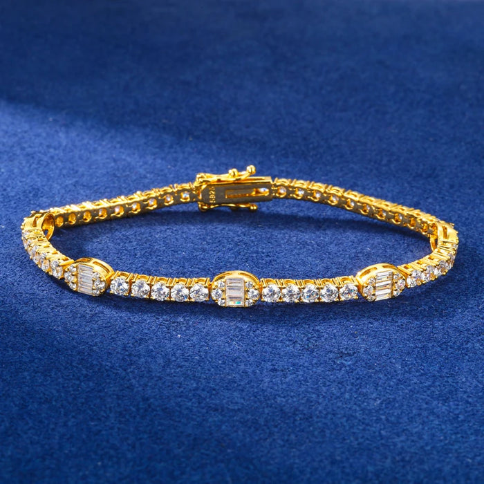 S925 Moissanite Baguette Accented Tennis Bracelet - Different Drips