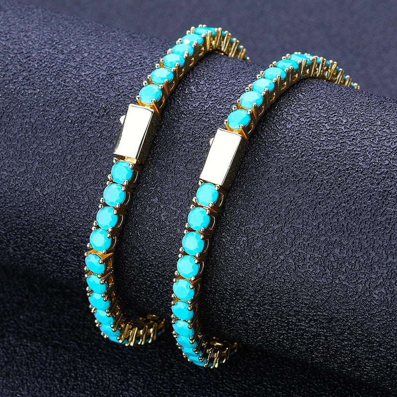 Turquoise Round Cut Tennis Bracelet - Different Drips