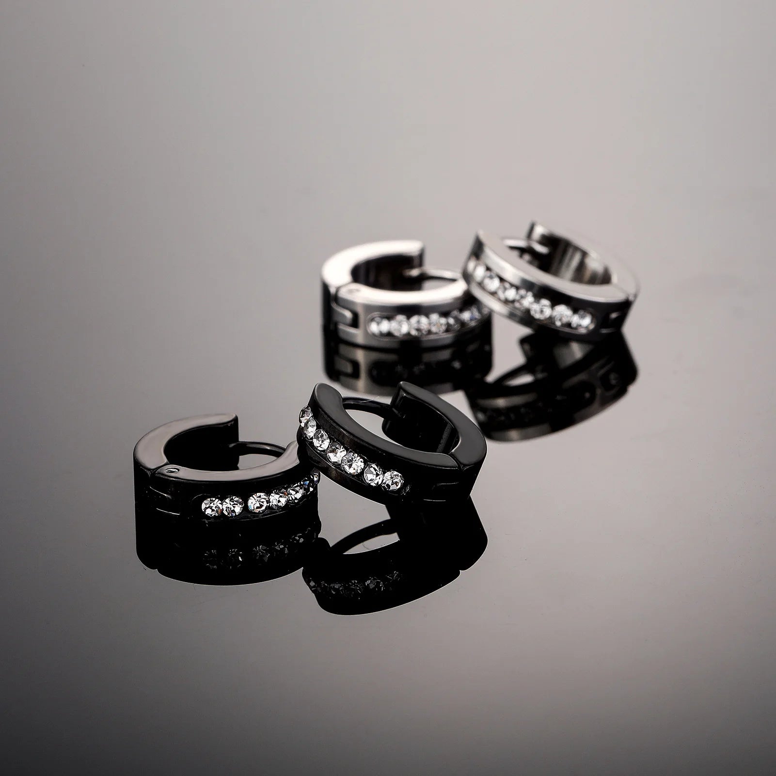Iced Black Hoop Earrings - Different Drips
