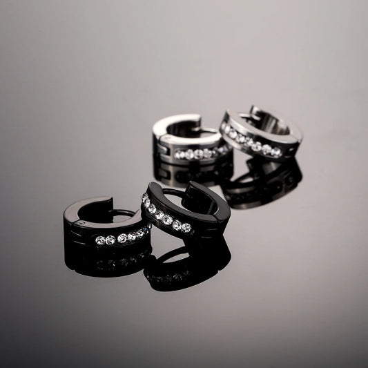 Iced Black Hoop Earrings - Different Drips