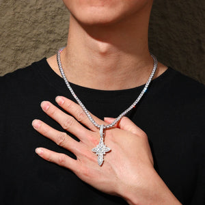 S925 Moissanite Royal Floral Cross Pendant - Different Drips