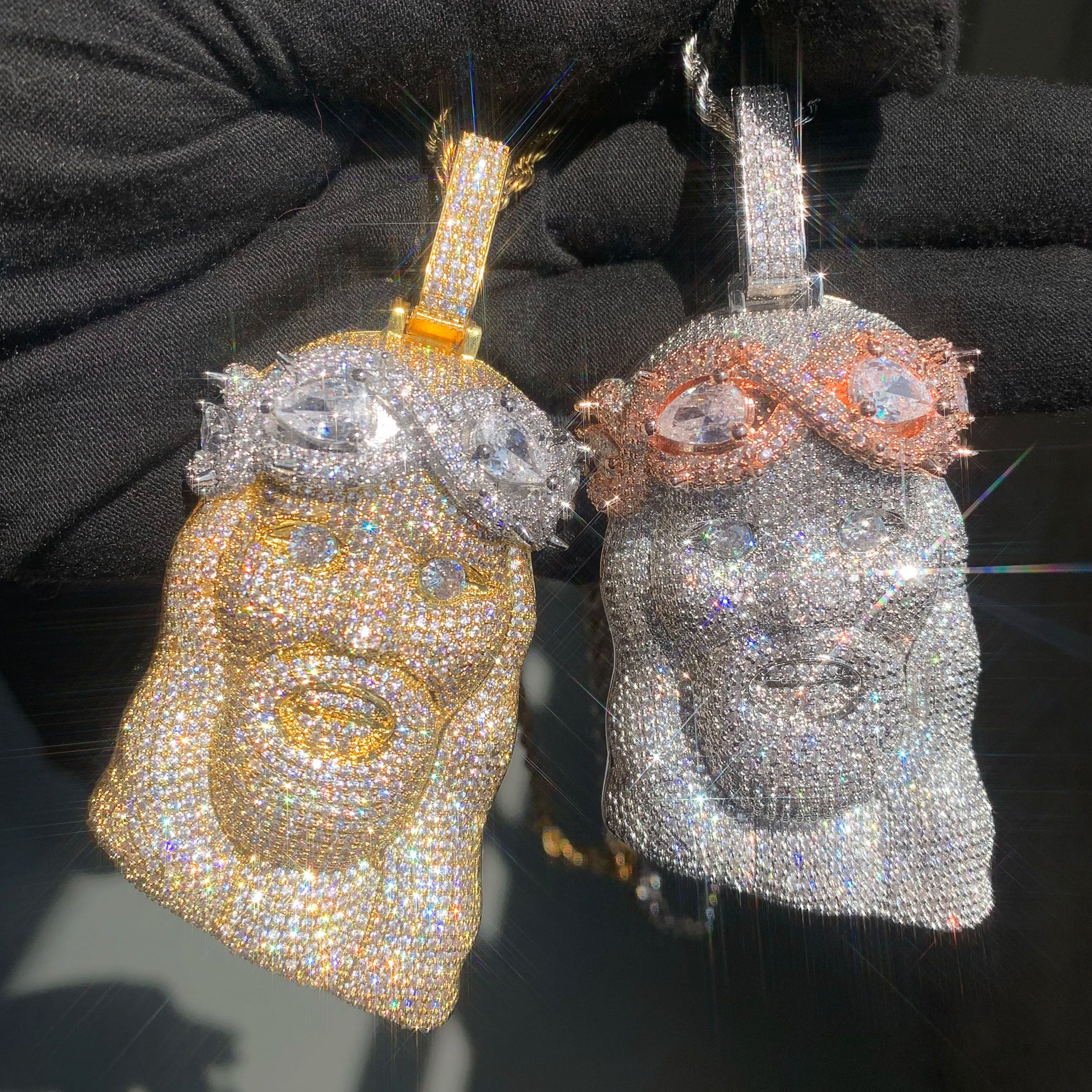 Diamond Infinity Crowned Jesus Pendant - Different Drips