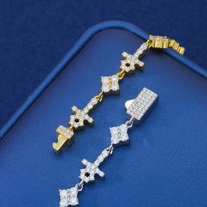 S925 Moissanite Mini Cross & Star Bracelet - Different Drips