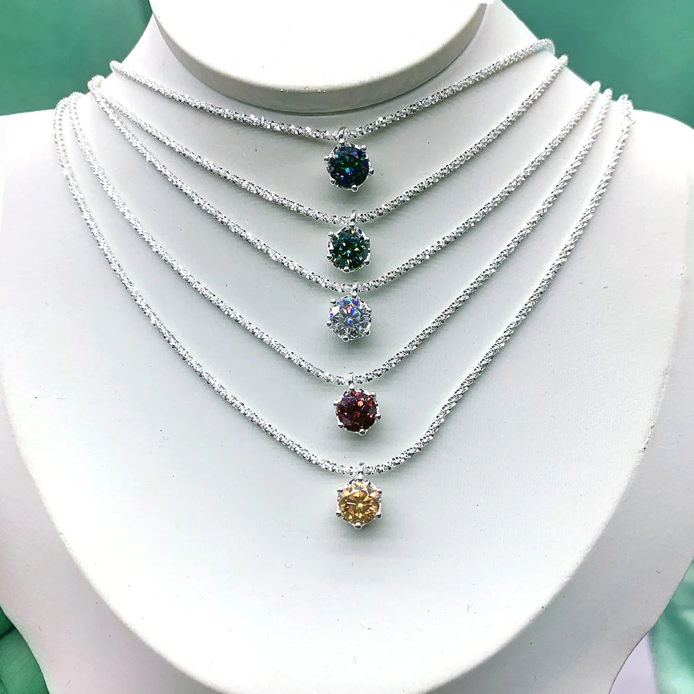 Women's S925 Colored Round Cut Moissanite Diamond Pendant - Different Drips