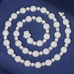 S925 Moissanite Round Pave Cluster Link Tennis Chain - Different Drips