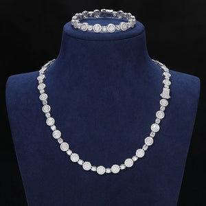 S925 Moissanite Round Pave Cluster Link Tennis Chain - Different Drips