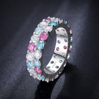 Thumbnail for S925 2 Row Multi-Color Moissanite Eternity Ring - Different Drips