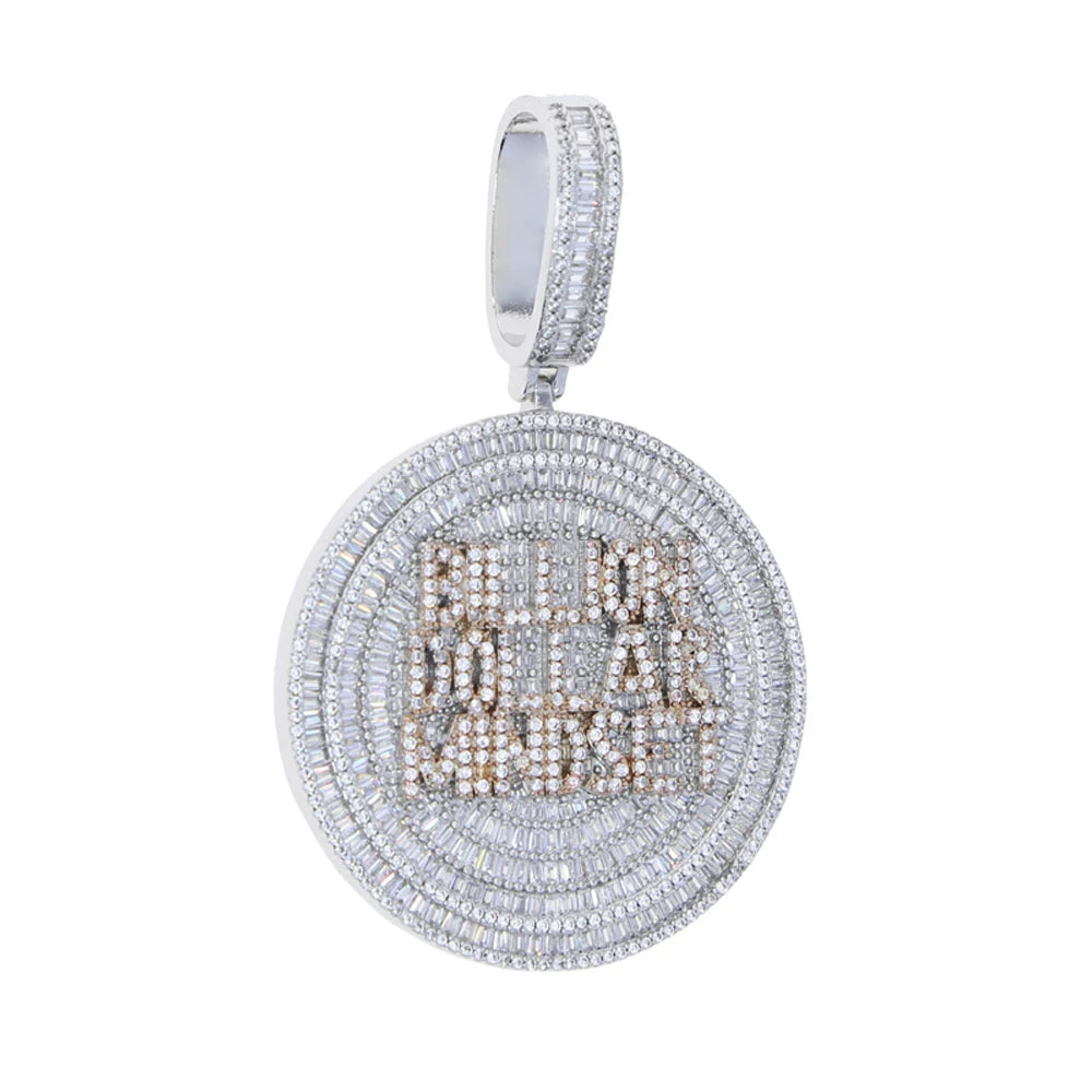 Iced Out Baguette Billon Dollar Mindset Pendant - Different Drips