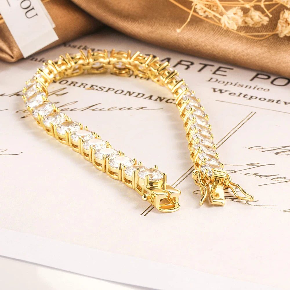 2-6mm Women's Diamond Yellow Gold Tennis Bracelet - Different Drips