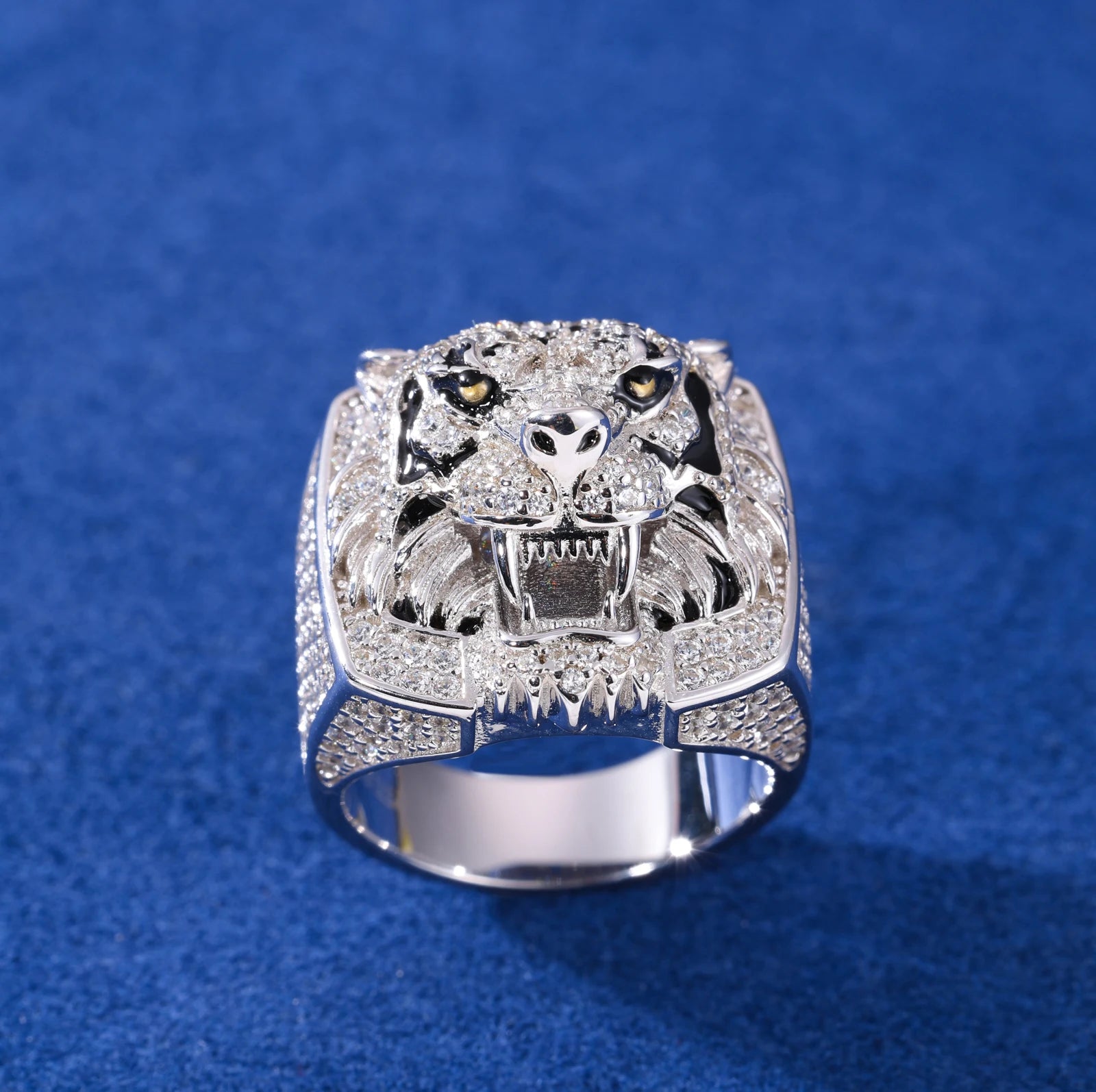 S925 Moissanite Diamond Fierce Tiger Ring - Different Drips