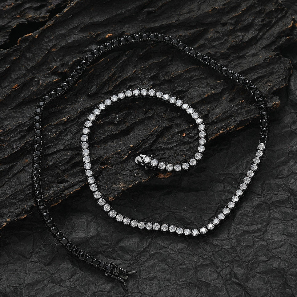 3mm White & Black Tennis Chain - Different Drips