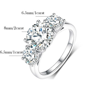 Women's S925 Moissanite 3 Diamond Ring - Different Drips