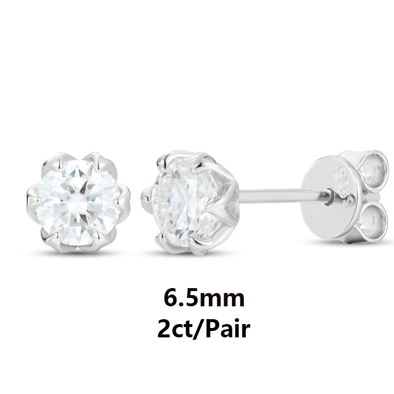 S925 Moissanite Round Flower Stud Earrings - Different Drips