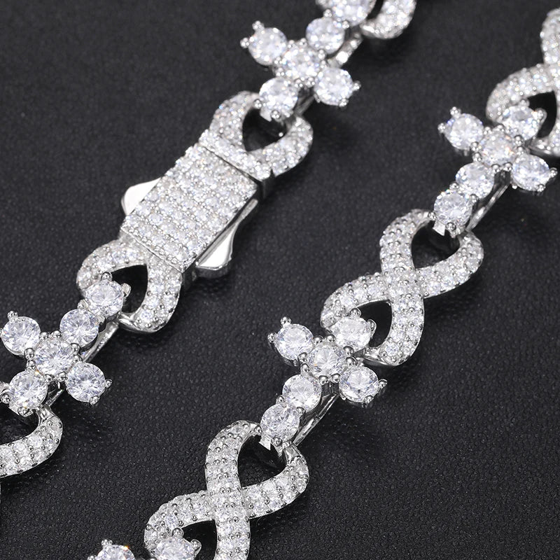 S925 Moissanite Diamond Cross / Infinity Link Chain - Different Drips