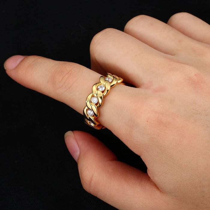 Cuban Link Moissanite Eternity Band Ring - Different Drips