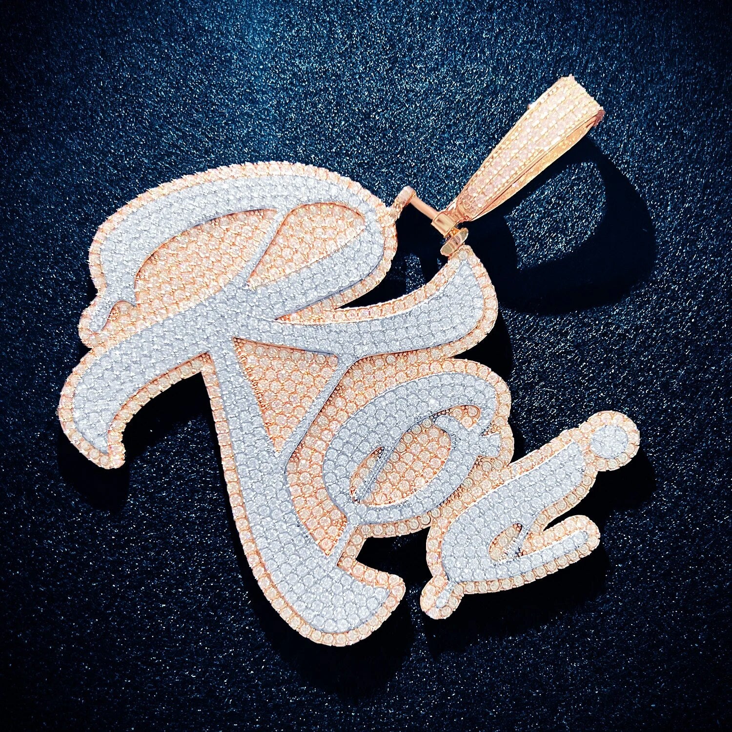 Big Layered Cursive Custom Letter Pendant - Different Drips