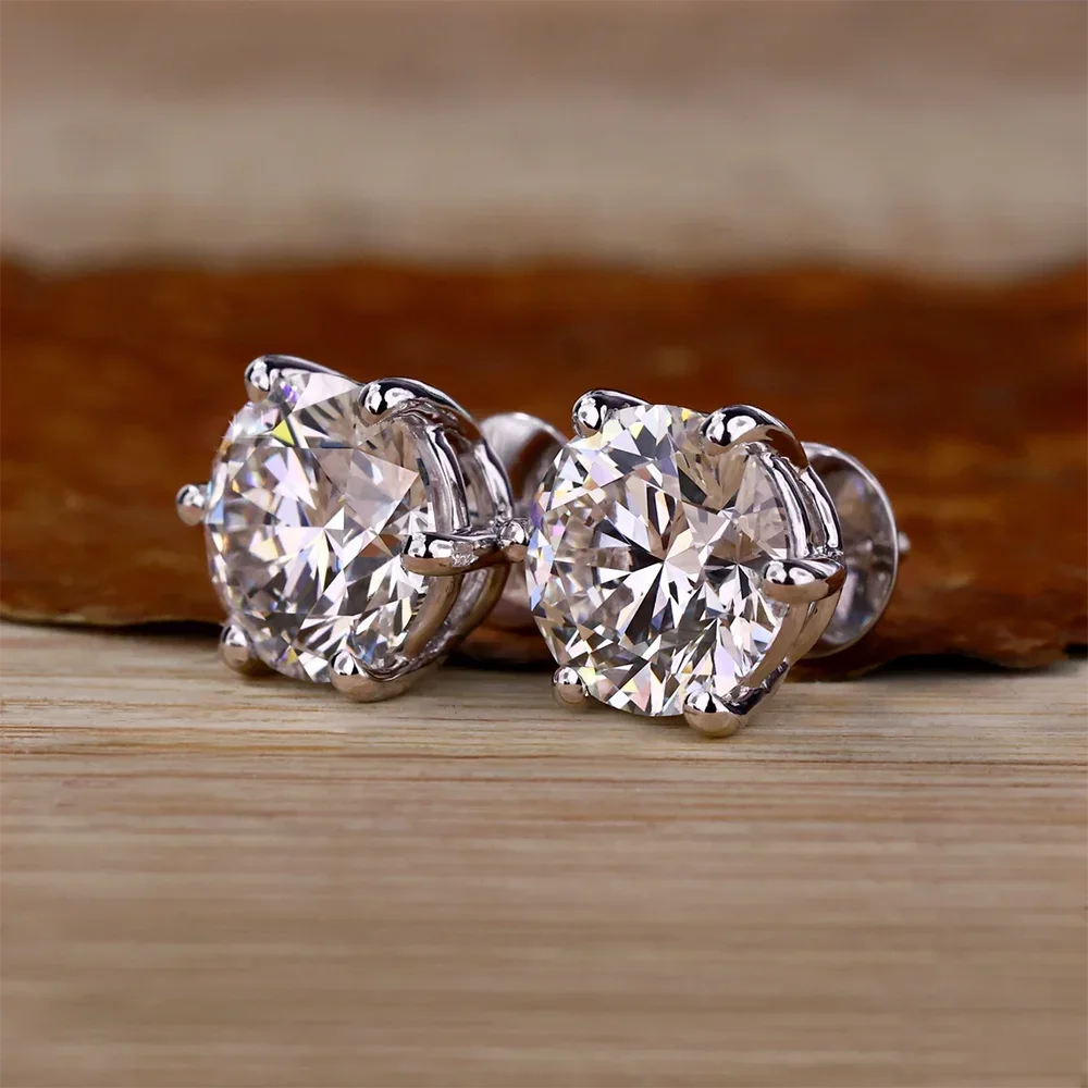 Women's S925 Moissanite Diamond 6-Claw Stud Earrings - Different Drips