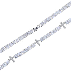 4mm Cross Stationed Tennis Chain - Different Drips