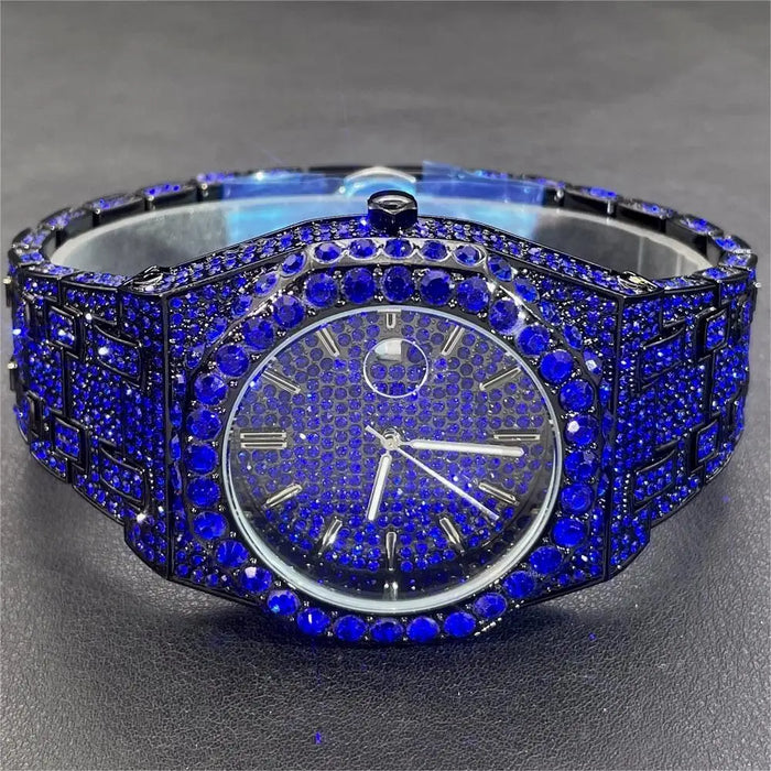 Bust Down Royal Blue Iced Out Watch - Different Drips