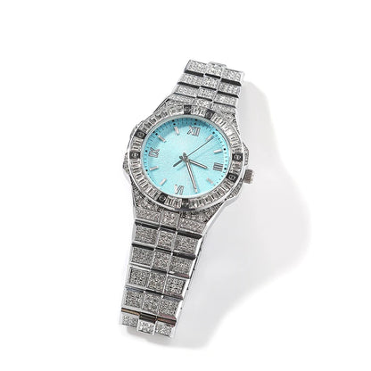 Iced Baguette Bezel Tiffany Blue Dial Watch - Different Drips