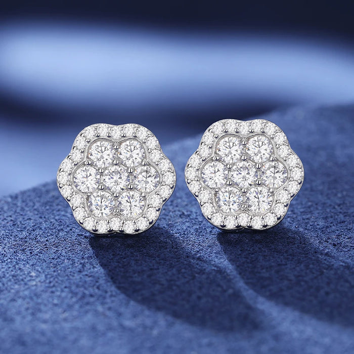 S925 Moissanite Diamond Flower Cluster Earrings - Different Drips