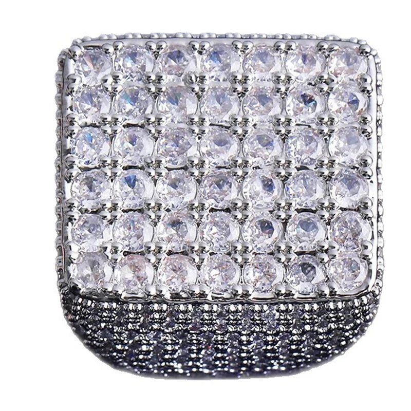 Iced Out Square Signet Ring - Different Drips