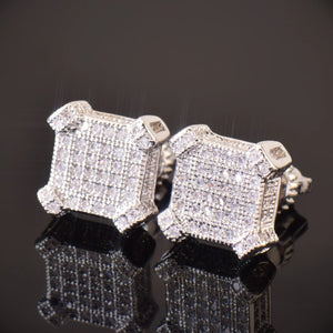 10mm Square Cut Pave Earrings - Different Drips