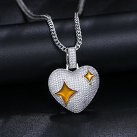 Thumbnail for S925 Moissanite Bronze Diamond Heart Pendant - Different Drips