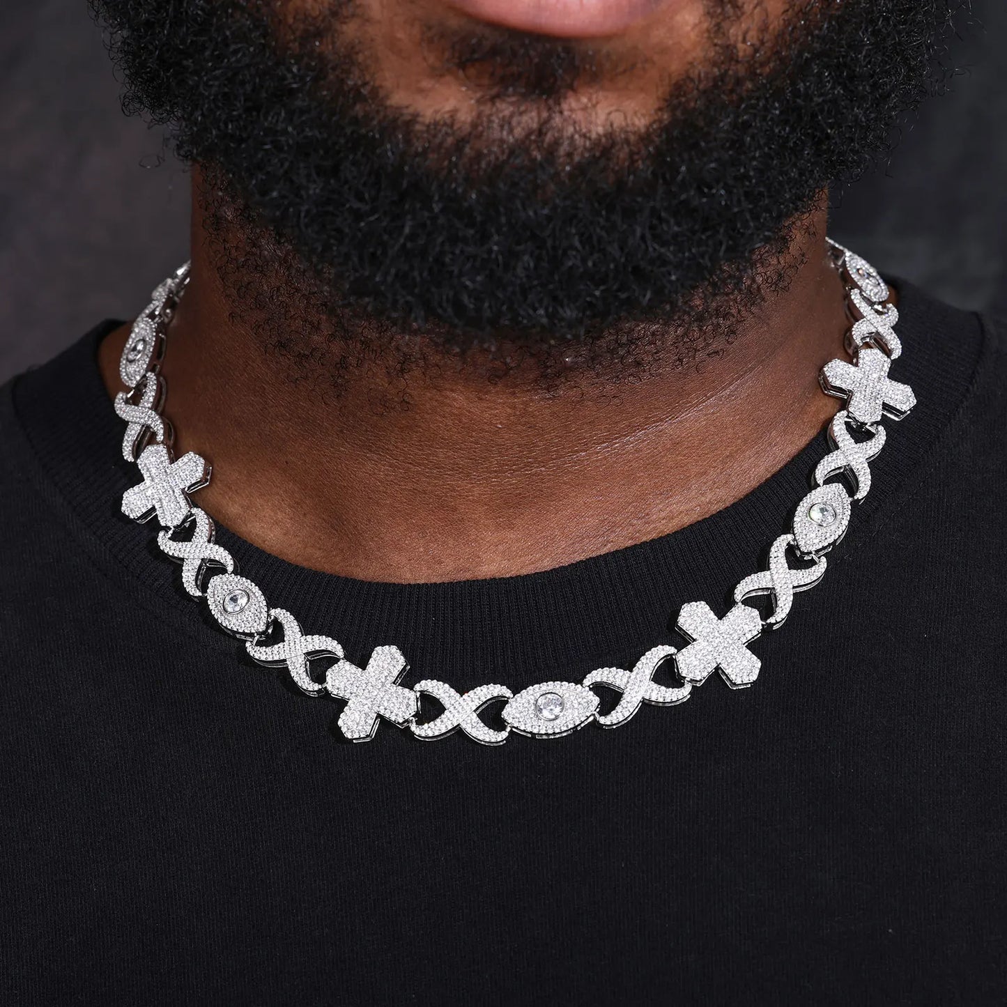 S925 Moissanite Diamond Infinity / Cross / Eye Link Chain - Different Drips