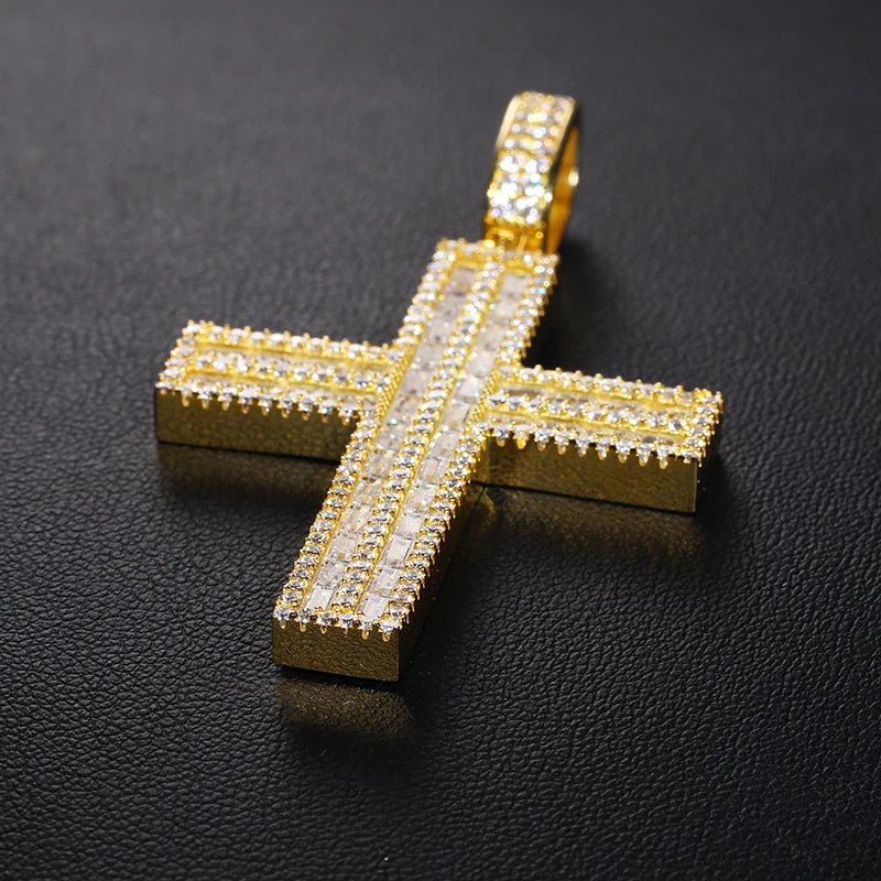 S925 Moissanite Vertical Cross Pendant - Different Drips