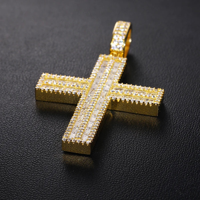 S925 Moissanite Vertical Cross Pendant - Different Drips