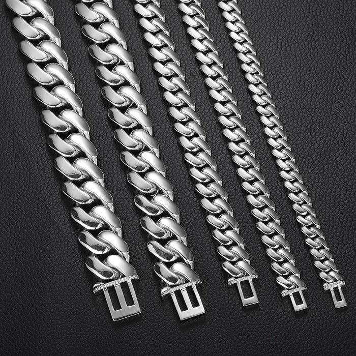 8-22mm Solid 18k Miami Cuban Link Chain w/Iced Clasp - Different Drips