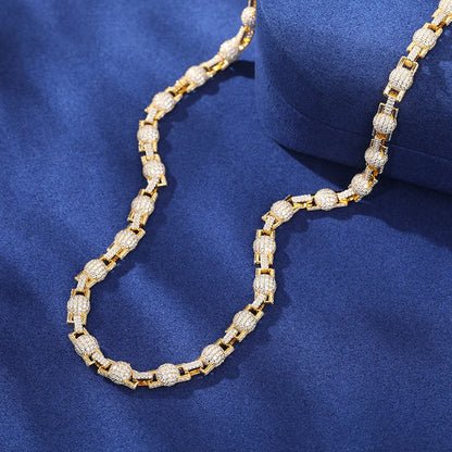 S925 Moissanite Rectangle Ball Link Chain - Different Drips