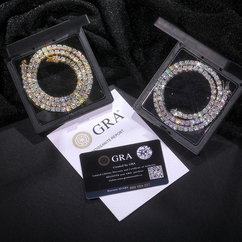 Moissanite Tennis Chain 18k Gold (All Sizes) - Different Drips