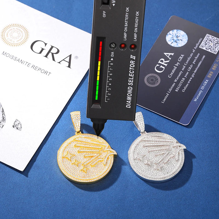 S925 Moissanite Eagle Coin Pendant - Different Drips