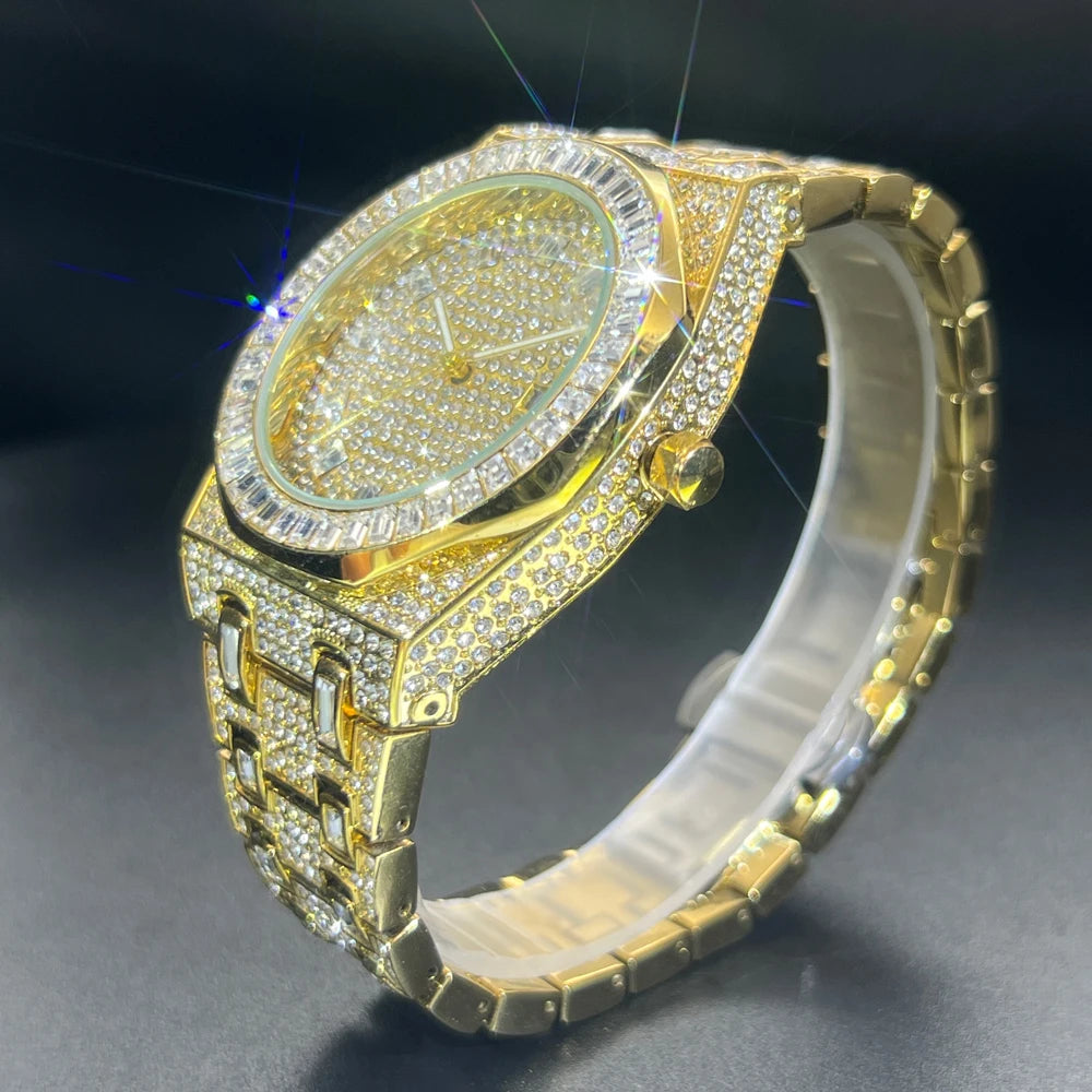 Bust Down Green Emerald Baguette Watch - Different Drips