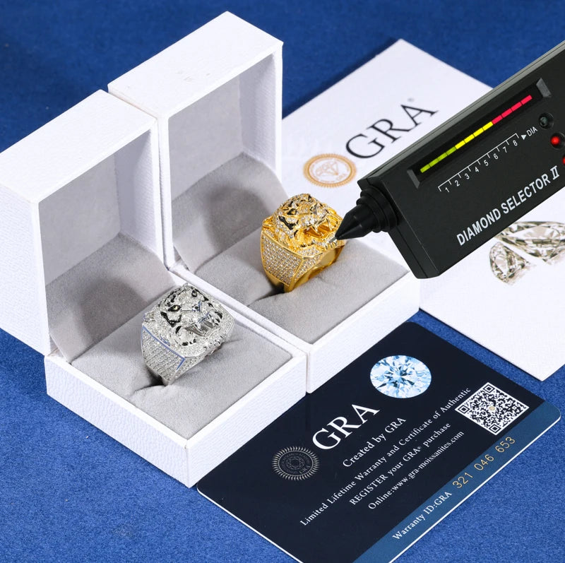 S925 Moissanite Diamond Fierce Tiger Ring - Different Drips