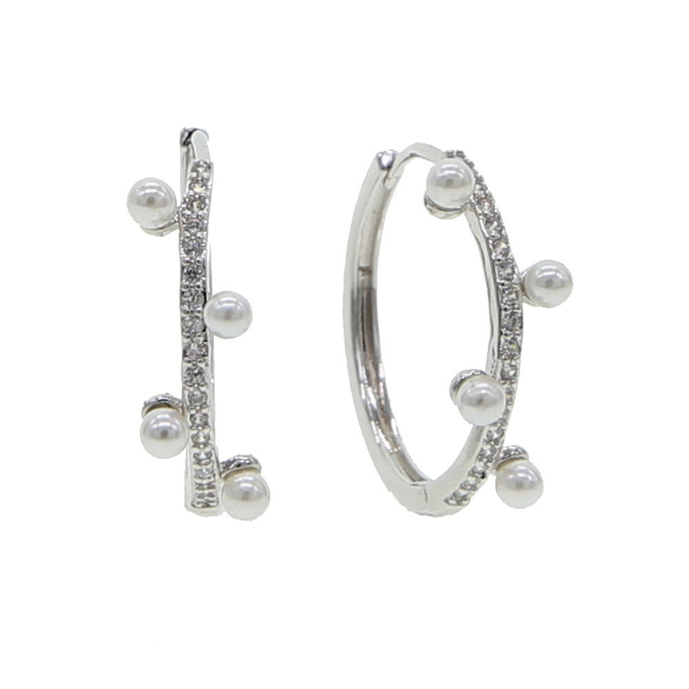 S925 Women's Pearl Hoop Earrings - Different Drips