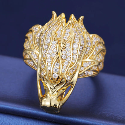 S925 Moissanite Royalty Dragon Head Ring - Different Drips
