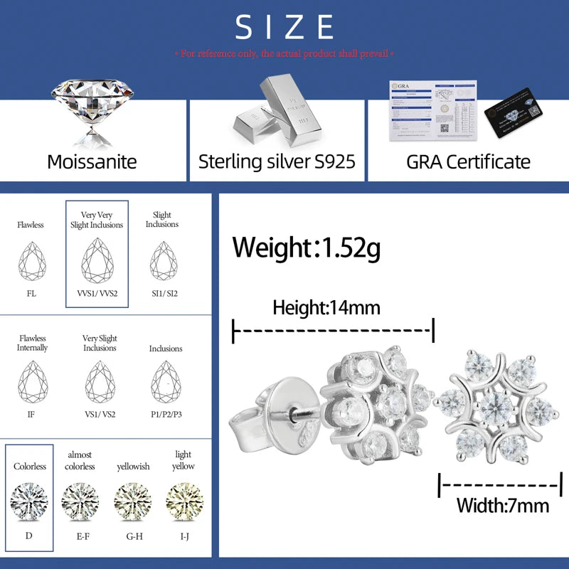 S925 Moissanite Diamond Snow Stud Earrings - Different Drips